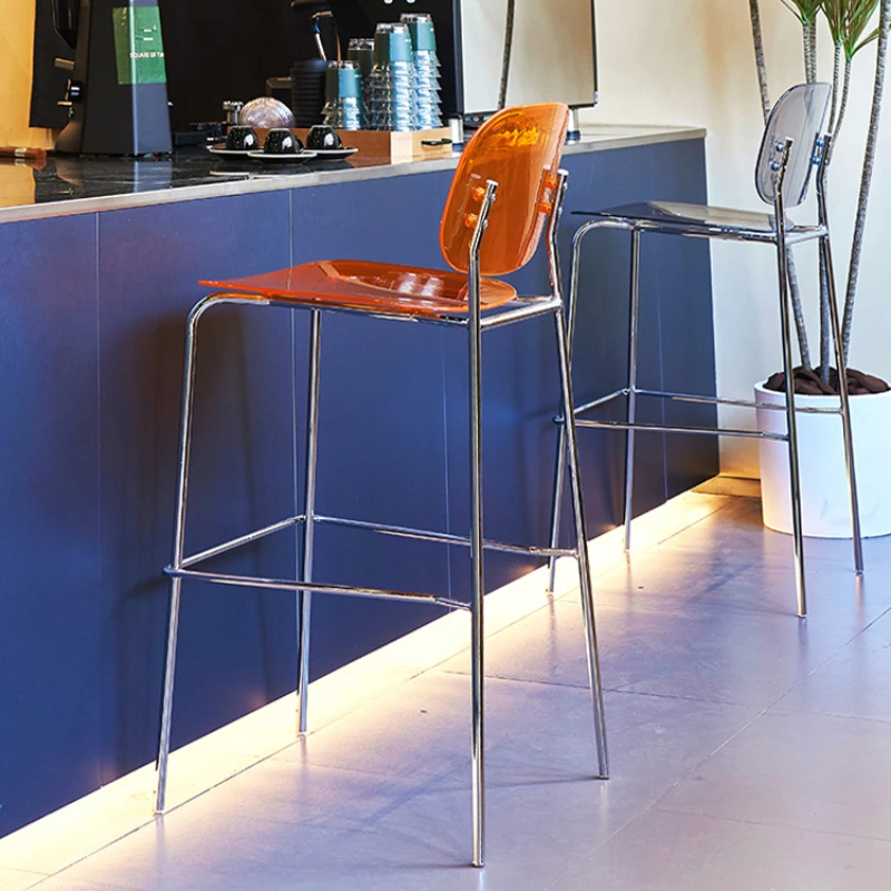 

Acrylic Outdoor Bar Chairs Transparent Island High Office Bar Chairs Kitchen Restaurant Barkrukken Outdoor Furniture YN50BC