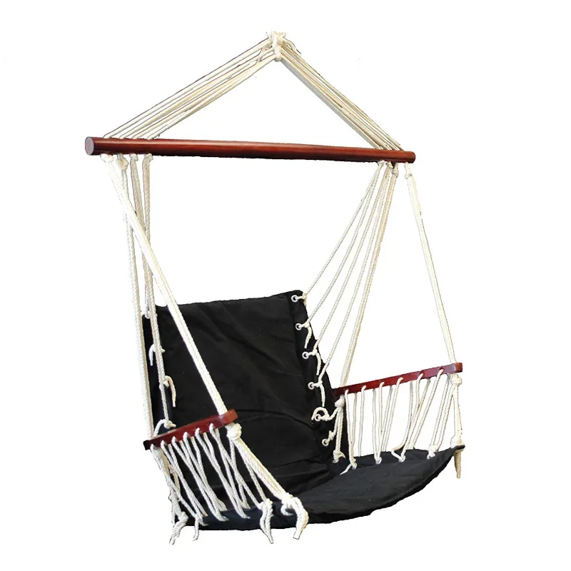 OMNI Patio Swing Seat Hanging Hammock Cotton Rope Chair With Cushion Seat - Red swing hanging chair  swing chair 2