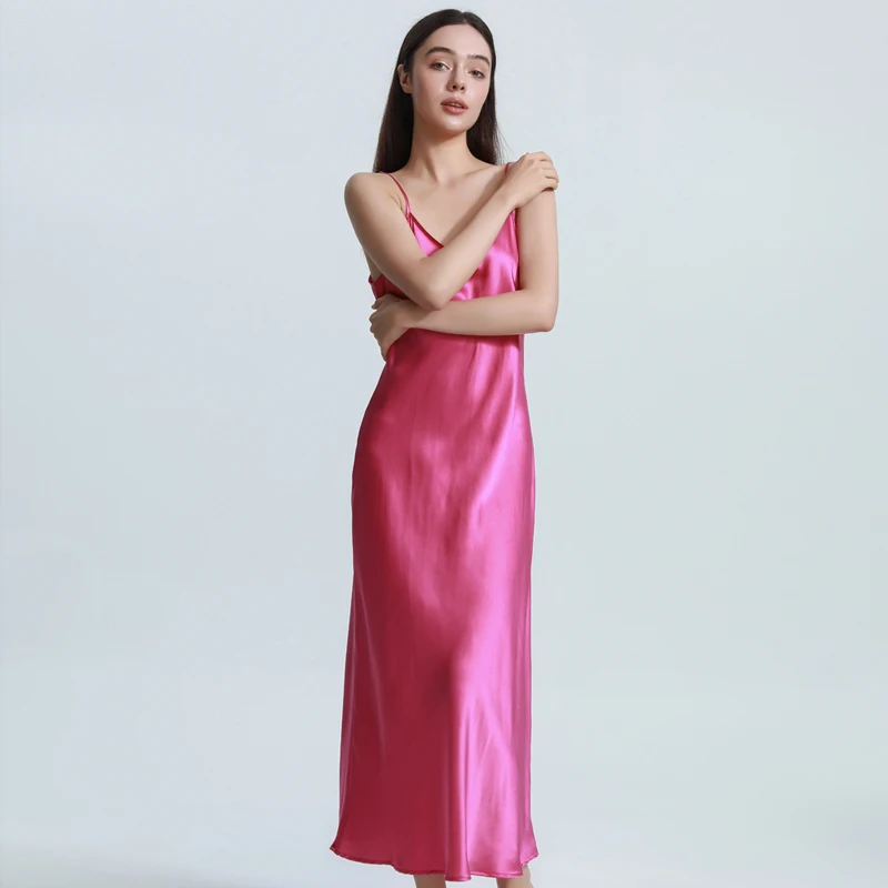19MM 100 Real Silk y Maxi Nightgown Women Spaghetti Strap Long 19mm-100-real-silk-y-maxi-nightgown-women-spaghetti-strap-long