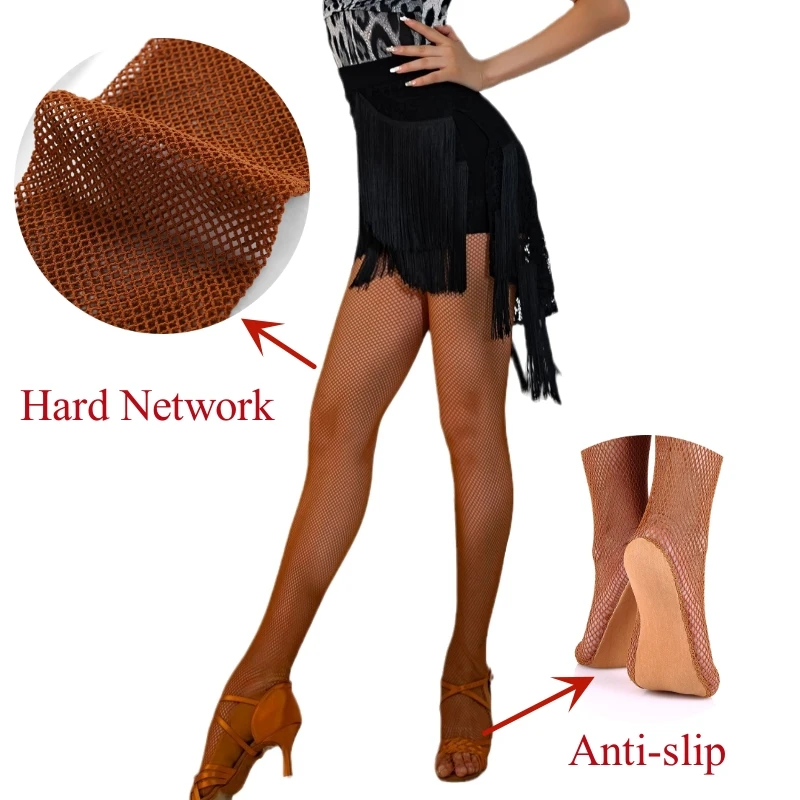 Plus Size Fishnet Tights Professional Multi-layer Waving Hard Network Pantyhose For Ballroom & Latin Dance Women Sexy Stockings hot sexy lingerie fishnet tights jacquard men and women stockings pantyhose sissy erotic underwear with penis sheath plus size