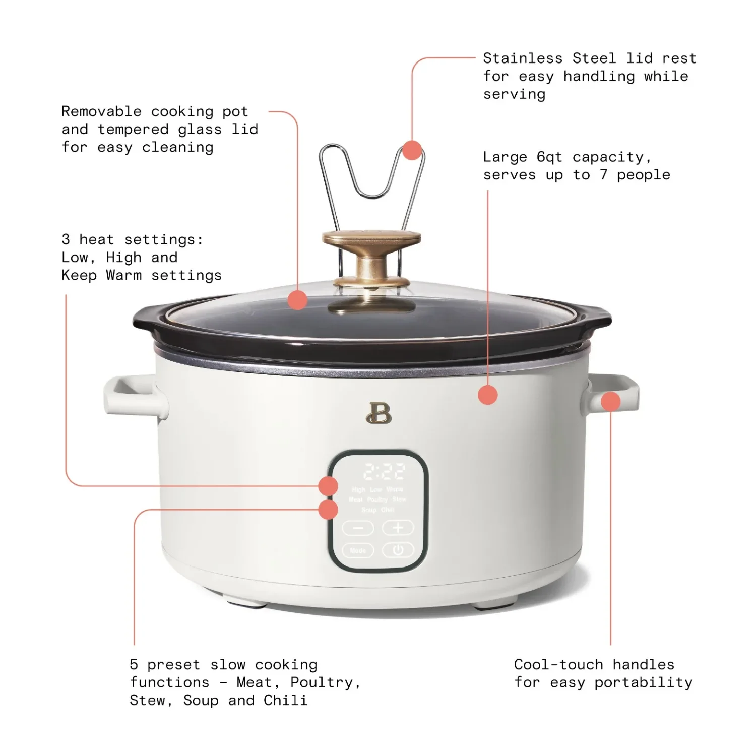 6 Qt Programmable Slow Cooker 5 Preset Functions