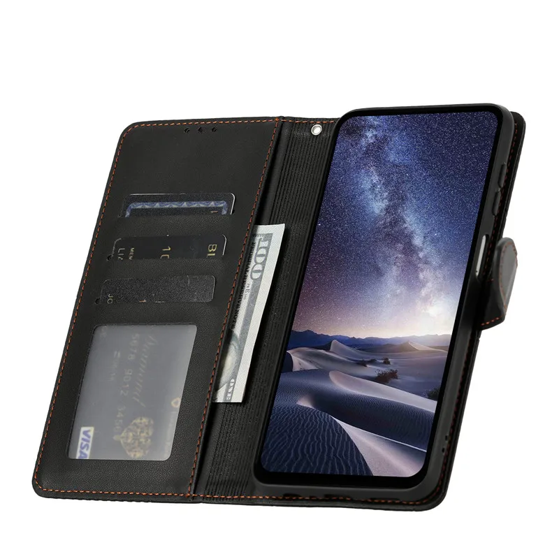 Magnetic Leather Wallet Flip Case with Phone Stand and Card Holder