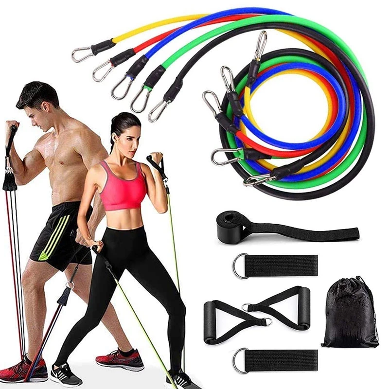 11pcs Fitness Set Resistance Bands for Yoga Cross fit Pilates Home Gym Equipment 