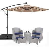 Best Choice Products Solar LED Offset Hanging Market Patio Umbrella for Lawn and Garden w/Easy Tilt Adjustment, Polyester Shade 1