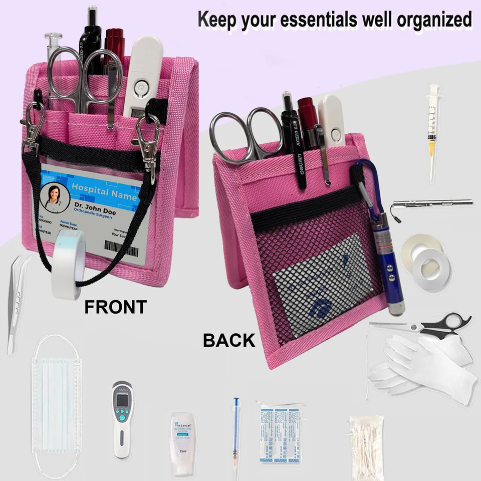Marsupio Infermiera In Nylon 900D | Organizer Multitasca Con Fibbia Regolabile | Borsa Porta Attrezzi Per Kit Medico E Di Emergenza | Nero - 5