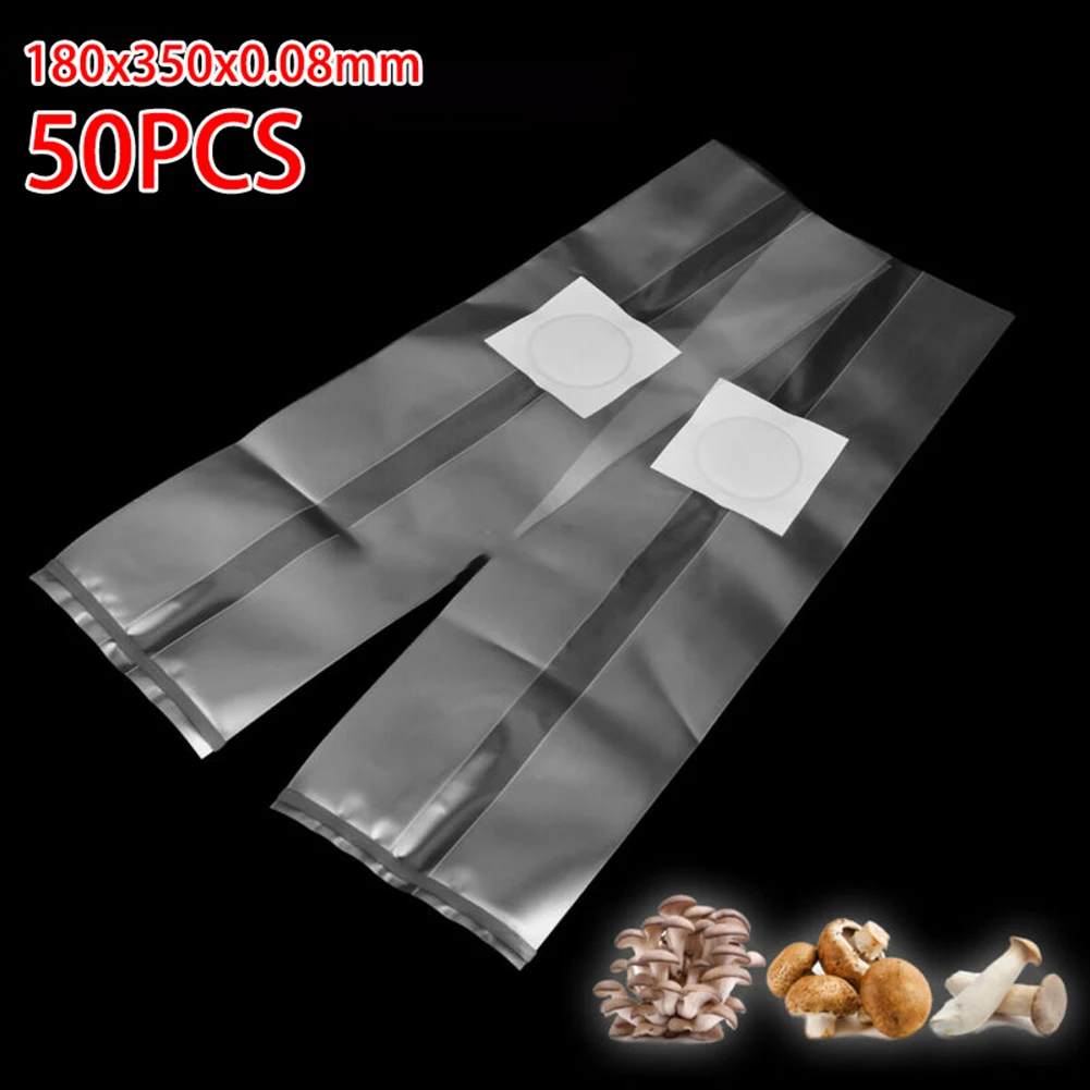 

50PCS PVC Mushroom Spawn Grow Bag Substrate High Temp Pre Sealable Plant Care Supplies Transparent Polypropylene Cultivation Bag