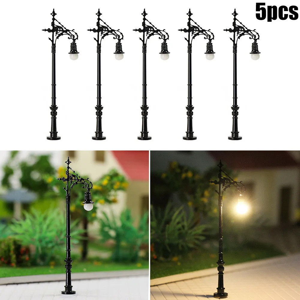 

5Pieces Model Railway N Gauge Lamp 1:160 Street Lamp LED Light Model Train Railroad Decoration Building Landscape Accessory