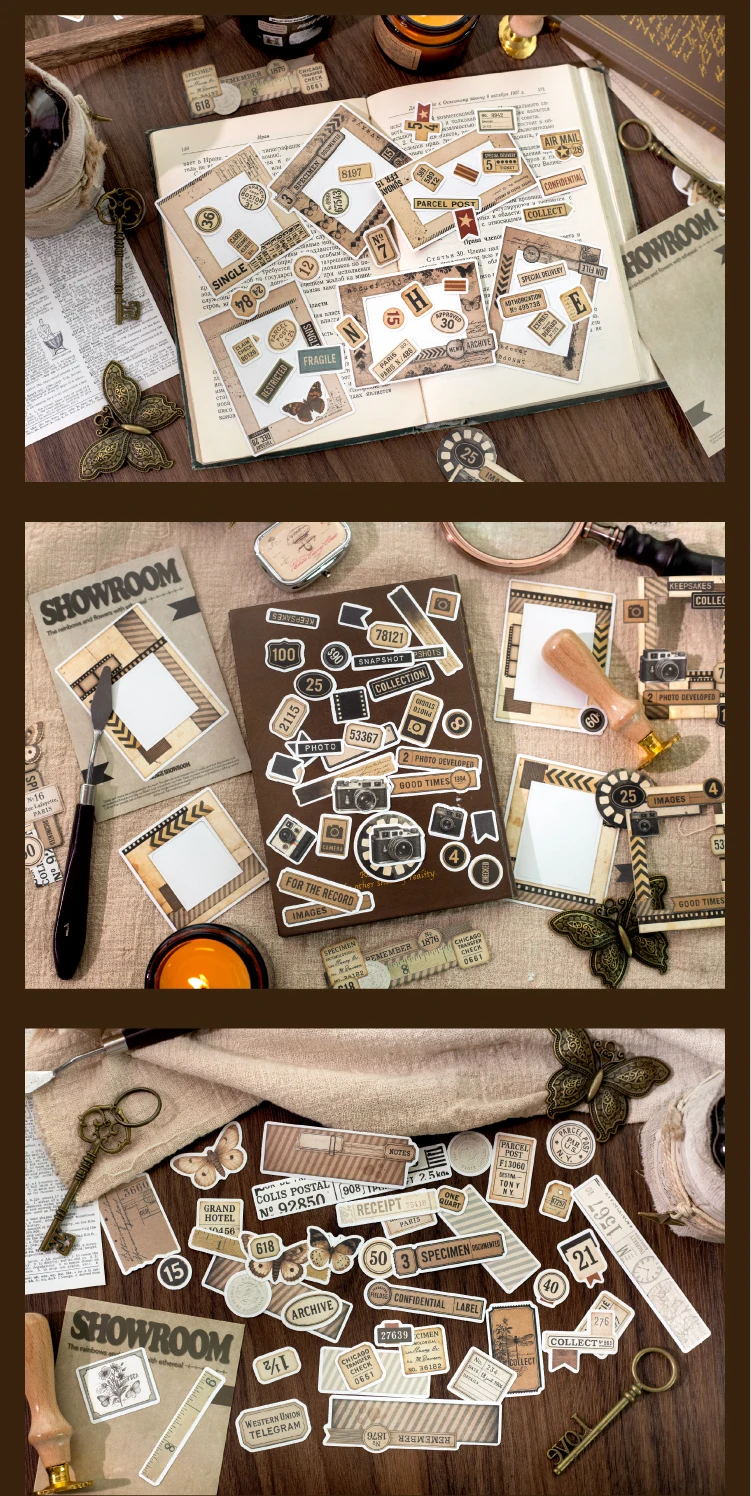 Journal GO 40 Stück Vintage-Etikett, Landschaftsmaterial, Collage, PET-Aufkleber, kreatives Tagebuch, Scrapbooking, Karte, DIY, Retro-Assets – Detail 10