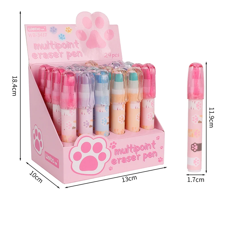 Kawaii Pencil Erasers Wipe Clean Rubber Pencil Erasers for Kids Korean Stationery Students Corrector Tool School Office Supplies