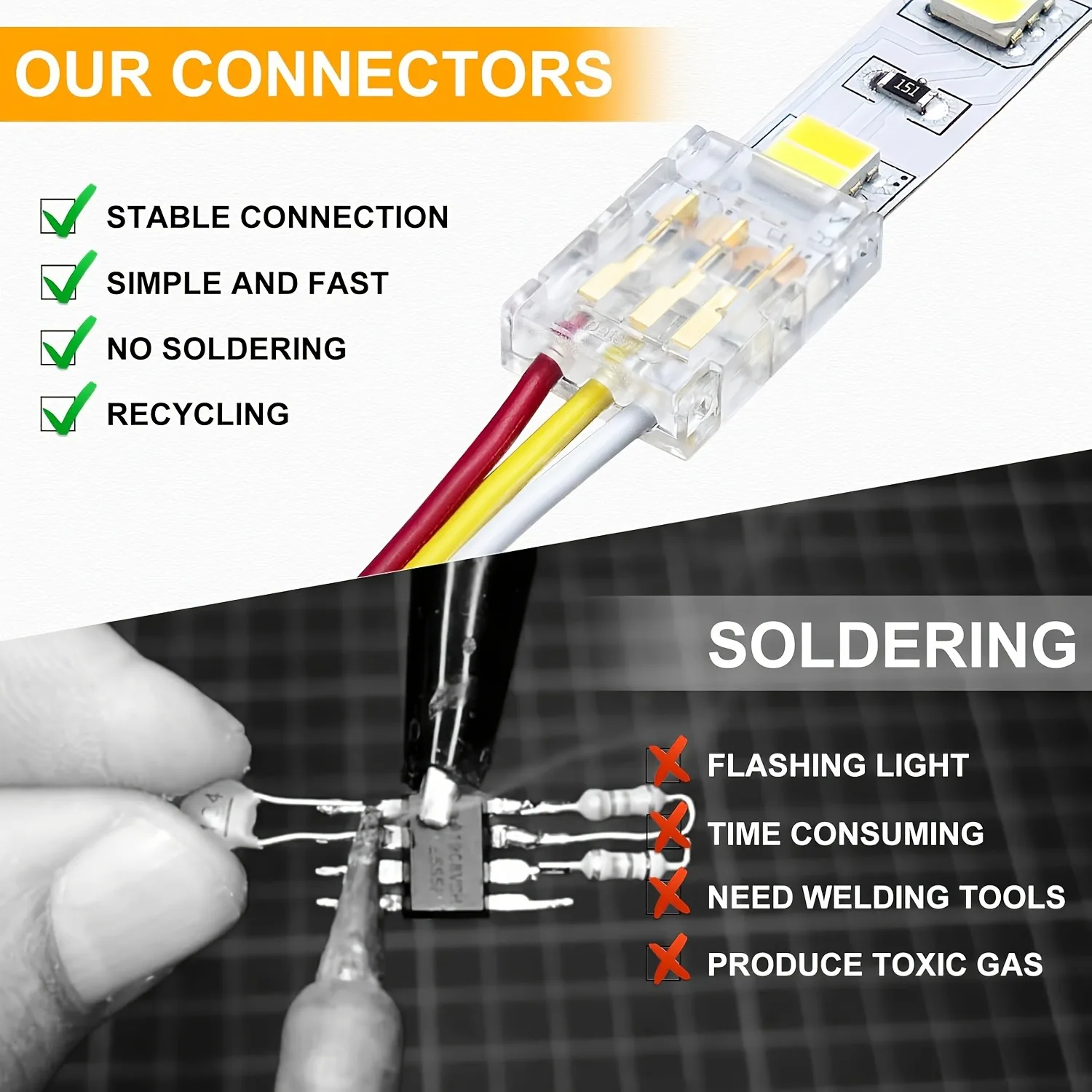 COB LED 와이어 커넥터8 10mm 연결 무땜납 미니 버클 FCOB RGB CCT LED 스트립 라이트 2 3핀 커넥터 와이어 포함 ?