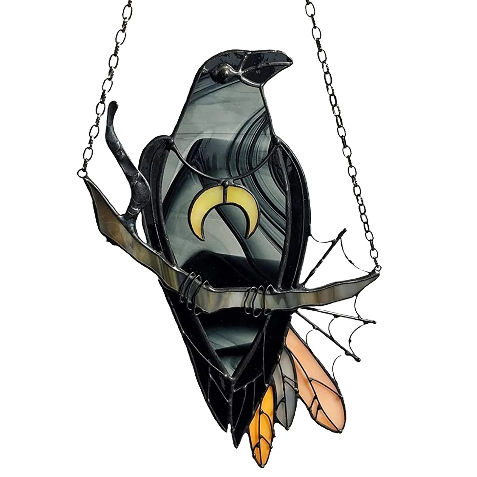 Halloween Mystery Crow Bedroom Living Room Modern Wall Decor Outdoor Terrace Black Wall Decor Birds Stained Glass