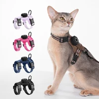 Escape-Proof Cat Harness with AirTag Holder Lightweight Reflective Adjustable Kitten Vest Harness for Outdoor Walking Active Cat 1