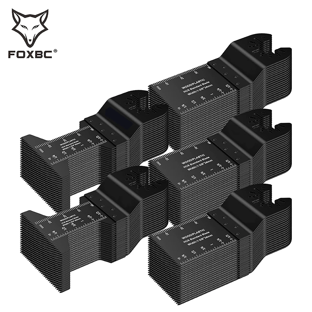 

FOXBC Universal Oscillating Tool Blades Wood Plastic Multitool Blades Compatible with Dewalt, Ryobi, Bosch, Craftsman 100pcs