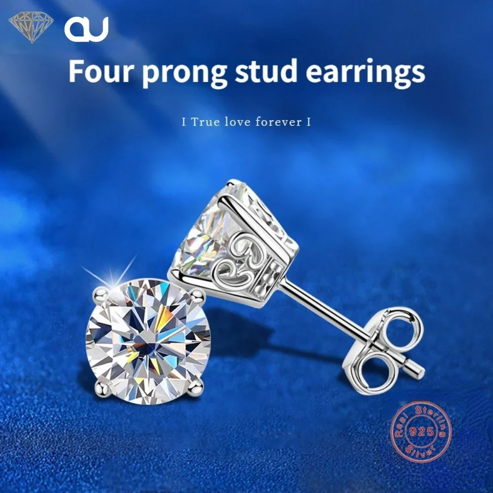 

Женские серьги-гвоздики из серебра 0,3 пробы с муассанитом 100%-3 карата