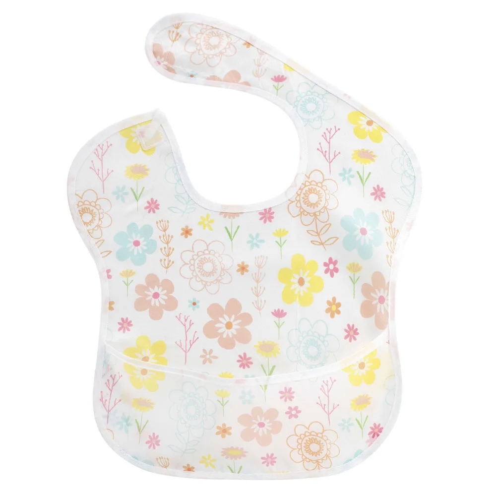 Baby Bibs 100% Polyester TPU Coating Feeding Bibs Washable Baby Bibs with Food Catcher for Baby Girls & Boys Waterproof Bibs baby accessories drawing	 Baby Accessories