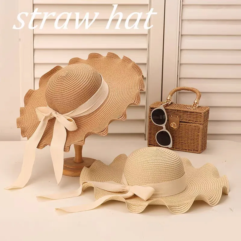 New Fashion Summer Straw Hats Bowknot Steamer Breathable Sun Hat Women Holiday Beach Hat Sun Protection Cap Visor Hat Sombreros