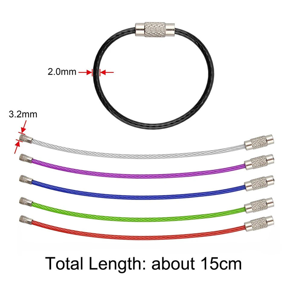 Porte-clés En Fil D'acier Inoxydable, 20 Pièces, Câble, Pour La