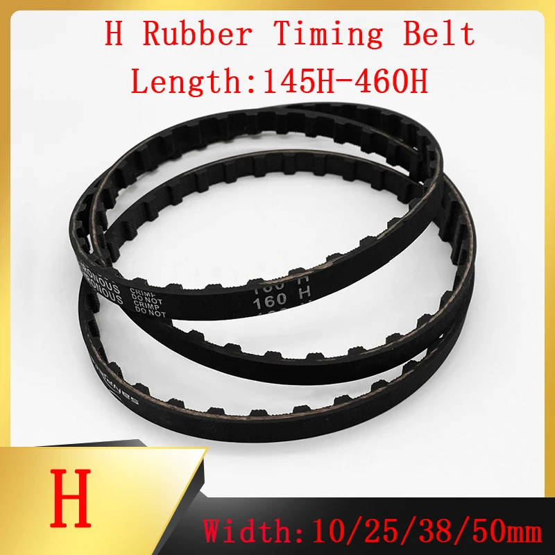 

H-type Synchronous Belt Model 145H~460H Width 10/25/38/50mm Perimeter 368.30~1168.40mm Black Rubber Closed-loop Synchronous Belt