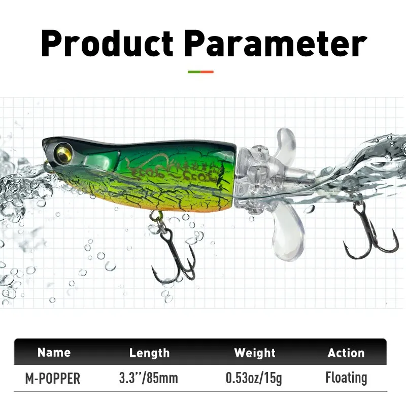 ポッパーフィッシングルアートップウォーターハードベイトワッパー