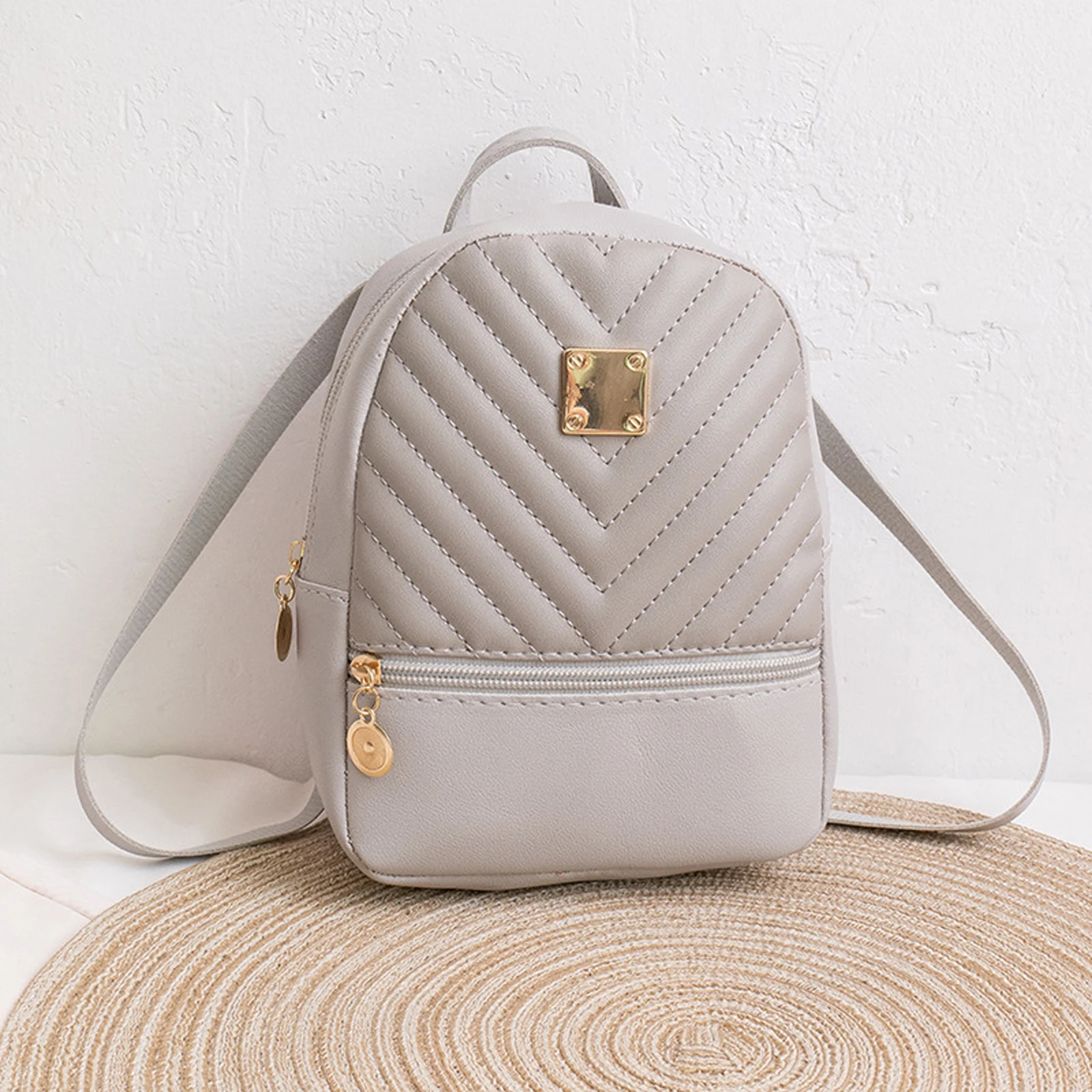 

Women Girl Backpack Bag Leather Mini Small Lady Bag Casual Street Large Capacity Shoulder Bag