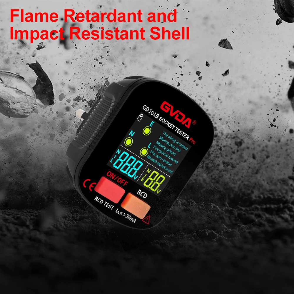 GVDA Digital Socket Tester Outlet Checker Ground Zero Line Polarity Phase Check Electric Circuit Breaker Finder EU Plug 5