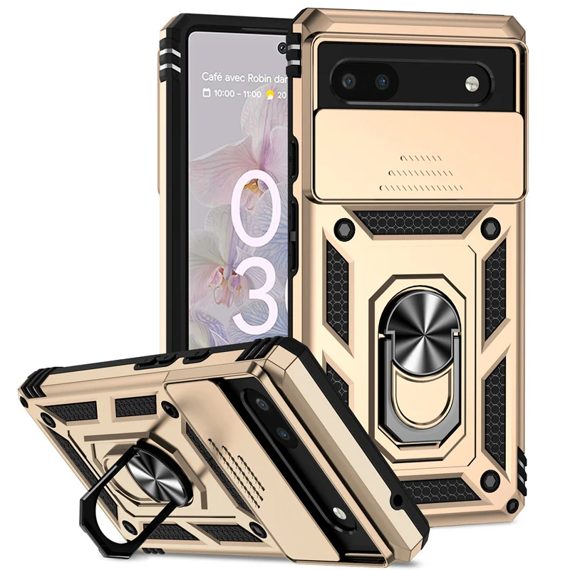 Enhanced Protection Magnetic Ring Holder Phone Case with Camera Lens Shield