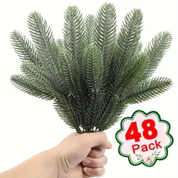 Lifelike Green Pine Branches for Holiday Decoration - 48pcs Realistic Artificial Pine Needles (Green)