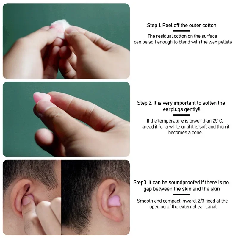 Wax Cotton Earplugs Swimming Ear Plugs Noise Reduction Sleeping Snoring Sound Insulation Hearing Soundproof Portable Protection 5