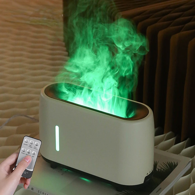 

240ml Flame Humidifier Essential Oil Aroma Diffuser With Remote Control RGB Color Lighting Simulation Fire Effect Mist Sprayer
