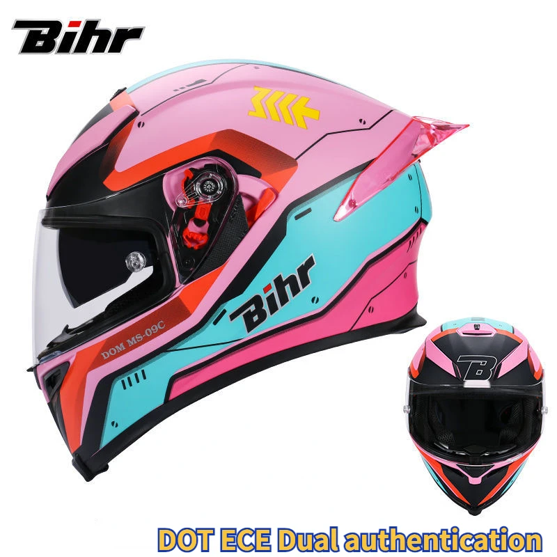 thumbnail image 1 of Casco de motocicleta BIHR de cara completa con doble lente, casco de moto de carreras para motocross, ligero, certificado DOT ECE, 1 of 5