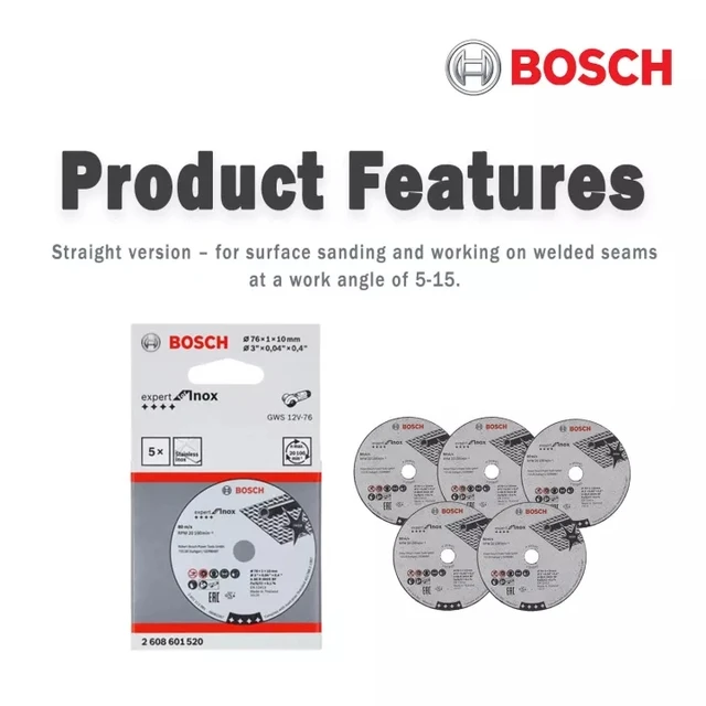 BOSCH DISQUE D'ÉBAUCHE EXPERT POUR INOX A 30 Q INOX BF, 76 X 4 X