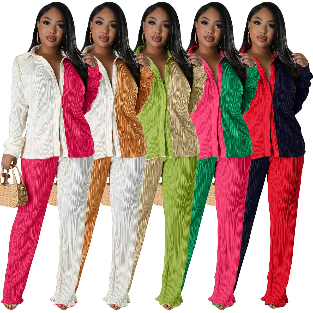 

2023 Dashiki African Clothes 2 Piece Women Set Autumn Fashion Long Sleeve Top and Pants Suit High Street Lady Matching Sets
