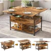 Lift Top Coffee Table ，4 in 1 Multi-Function Coffee Table with Hidden Compartment ，Modern Lift Tabletop Dining Table 1