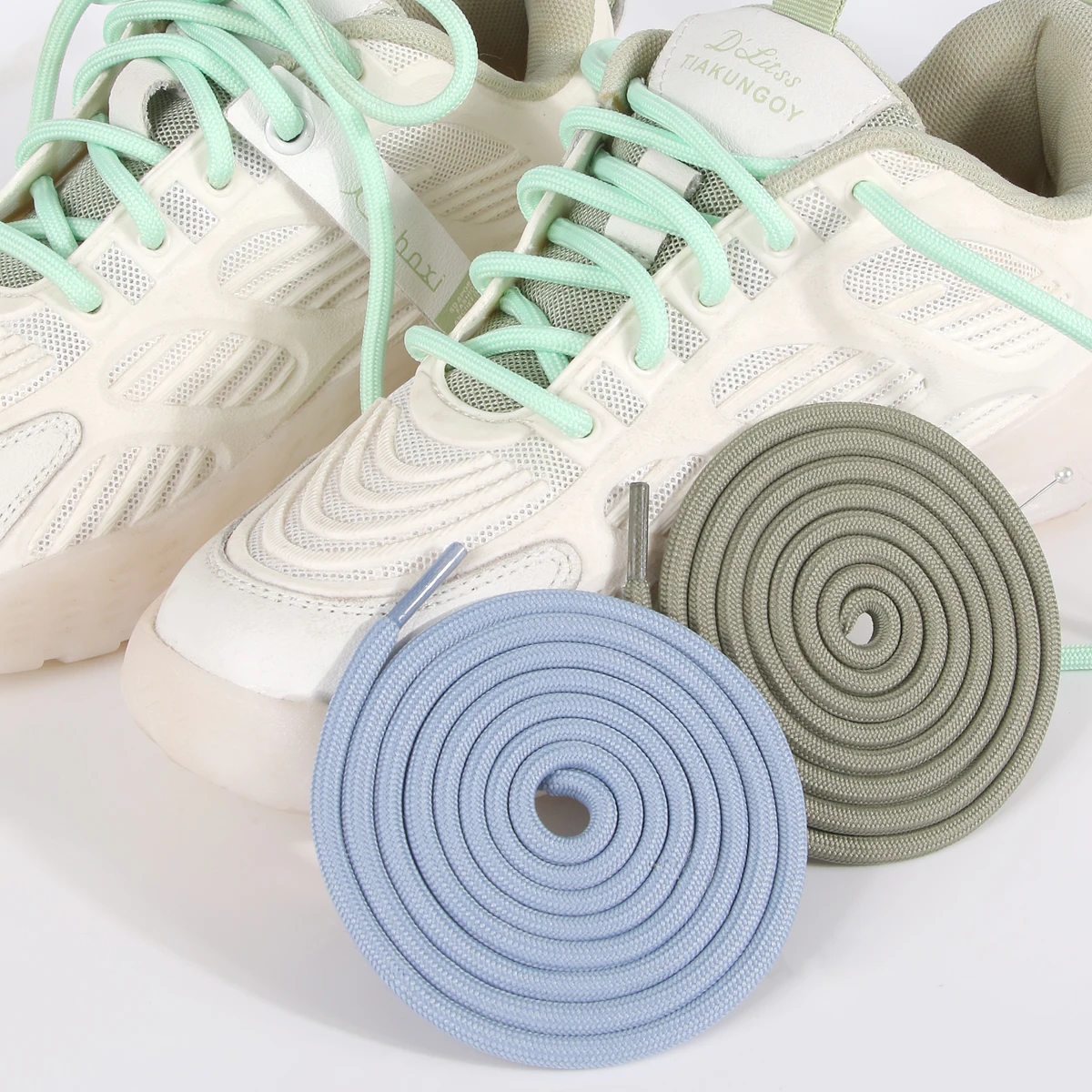 spring and summer popular solid color macaron shoelaces 5mm round polyester leisure Unisex shoelaces shoe laces