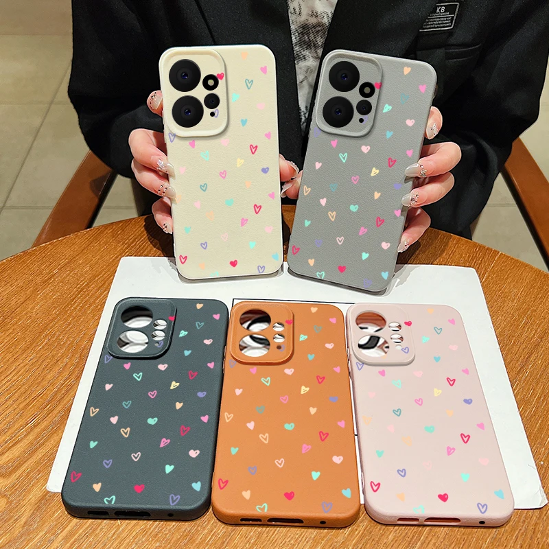 Leather Texture TPU Phone Case with Tiny Hearts Pattern