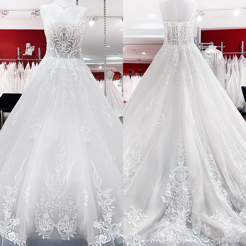 

Simplicity Wedding Dress Organza Satin With Embroidery Lace Ball Gown A-Line Full Sleeve O-Neck Bride Dress Vestido De Novia But
