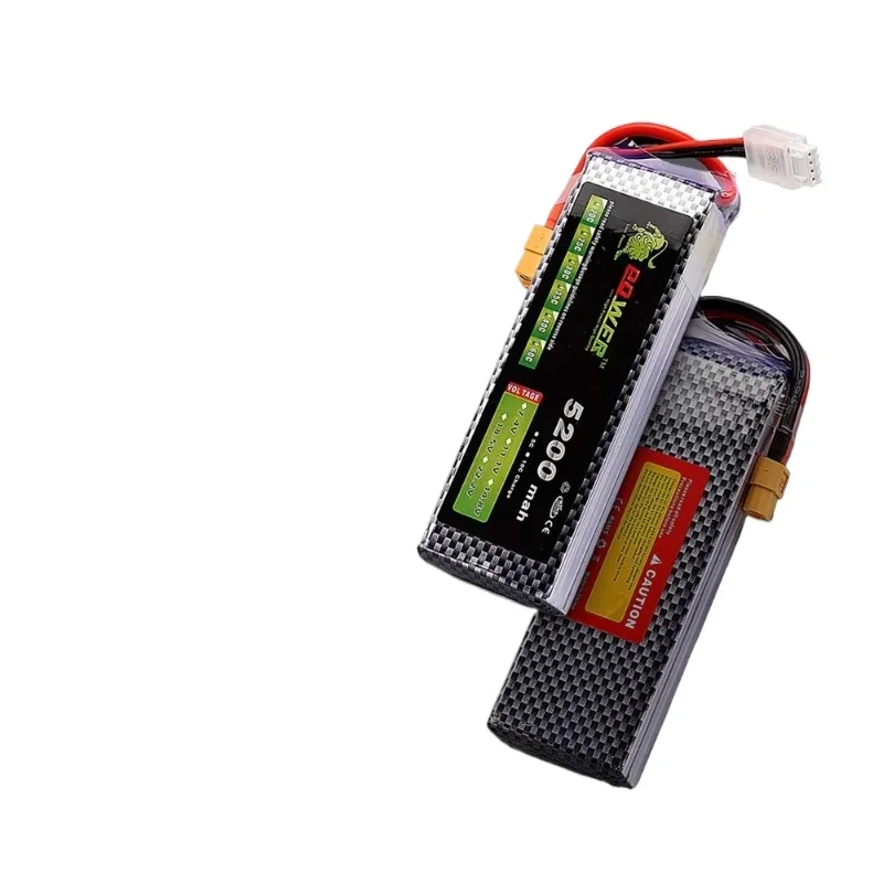 Vue de côté de la batterie LiPo 5200mAh 6S 60C 22.2V montrant son épaisseur et étiquettes