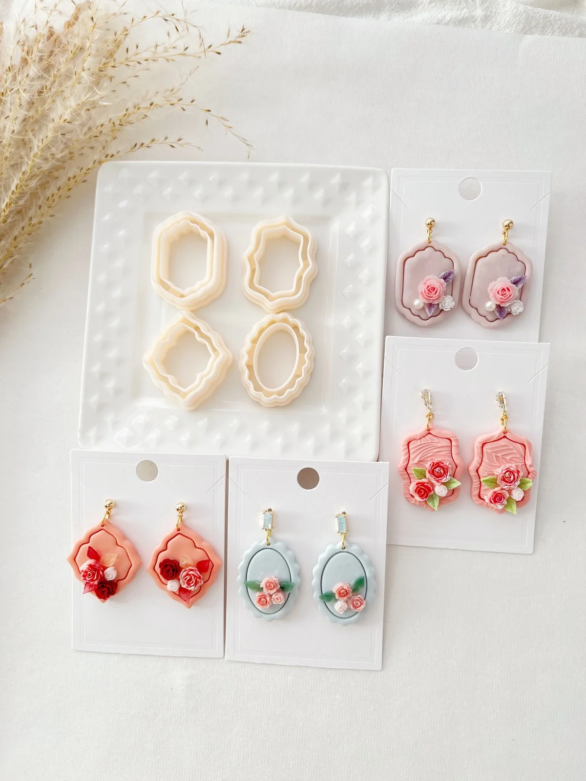 Frame Shape Polymer Clay Cutters Set-Embossing Tools For DIY Earrings & Jewelry Crafting Jewelry Making Kit 4pcs polymer clay tools