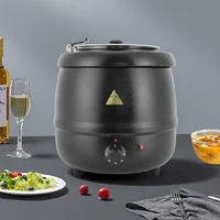 Marmite à soupe électrique 10L avec chauffe-soupe 35-80 ° Mijoteuse en acier inoxydable avec couvercle, plage de température C, 400W, pour soupes 4
