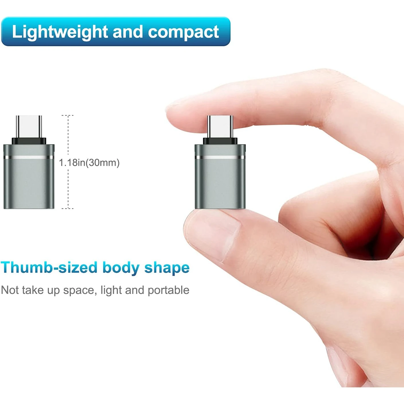 3팩 USB-C(수) - USB-A(암) OTG 어댑터, 휴대폰, 태블릿, 노트북용 USB 3.0 고속 충전 및 데이터 동기화 컨버터