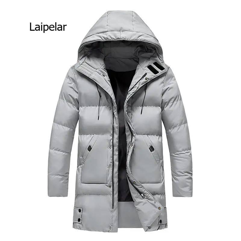 

Повседневная Классическая зимняя черная куртка, Мужская ветровка, теплое Стеганое пальто с капюшоном, модная верхняя одежда, пальто оверсайз