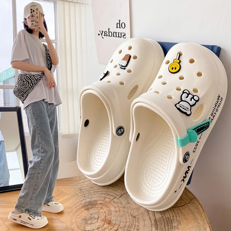 

2022 Monique hole shoes women wear sandals and slippers in summer, schoolgirls, thick-soled non-slip EVA sandals with personalit