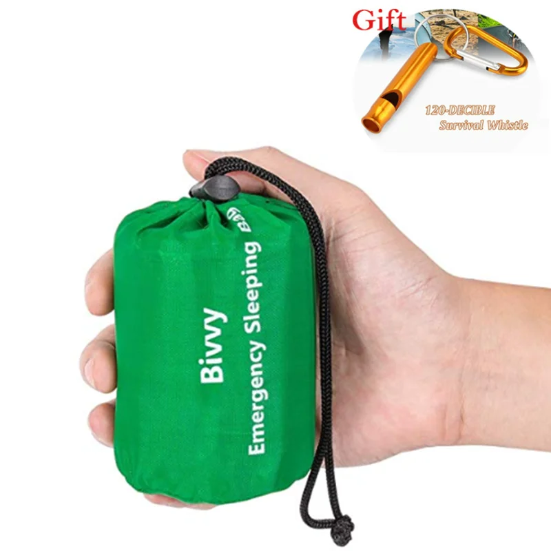 HOPEKIN Compact Emergency Survival Sleeping Bag 100% Waterproof Ultralight Thermal Emergency Blanket for Body-Heat Reflection Survival Bivy Sack with Portable Drawstring Bag 