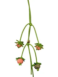 Charming Fruit Flower Leather Bag Charm Keyring Ornament (Green pink berry)
