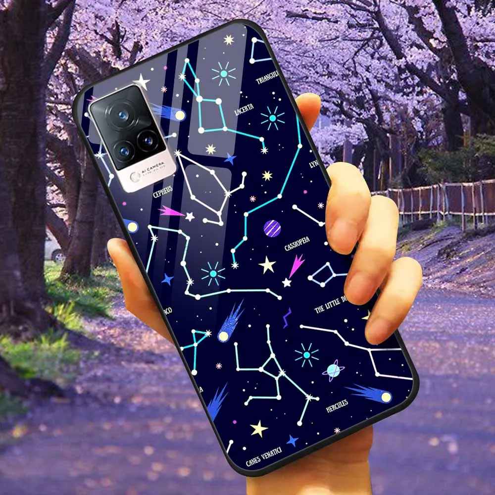 Luxury Protective Soft Bumper Hard Back Phone Case with Tempered Glass