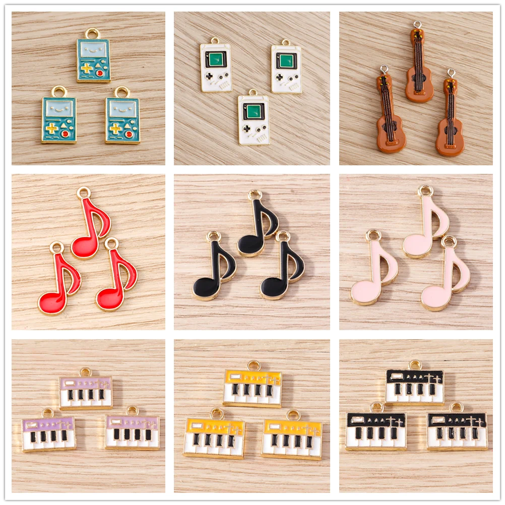Tusember 10 Stück Niedliche Emaille-Gitarren-Musik-Anhänger für Schmuckherstellung DIY Musikalische Ohrringe Anhänger Halsketten Armbänder Bastelbedarf