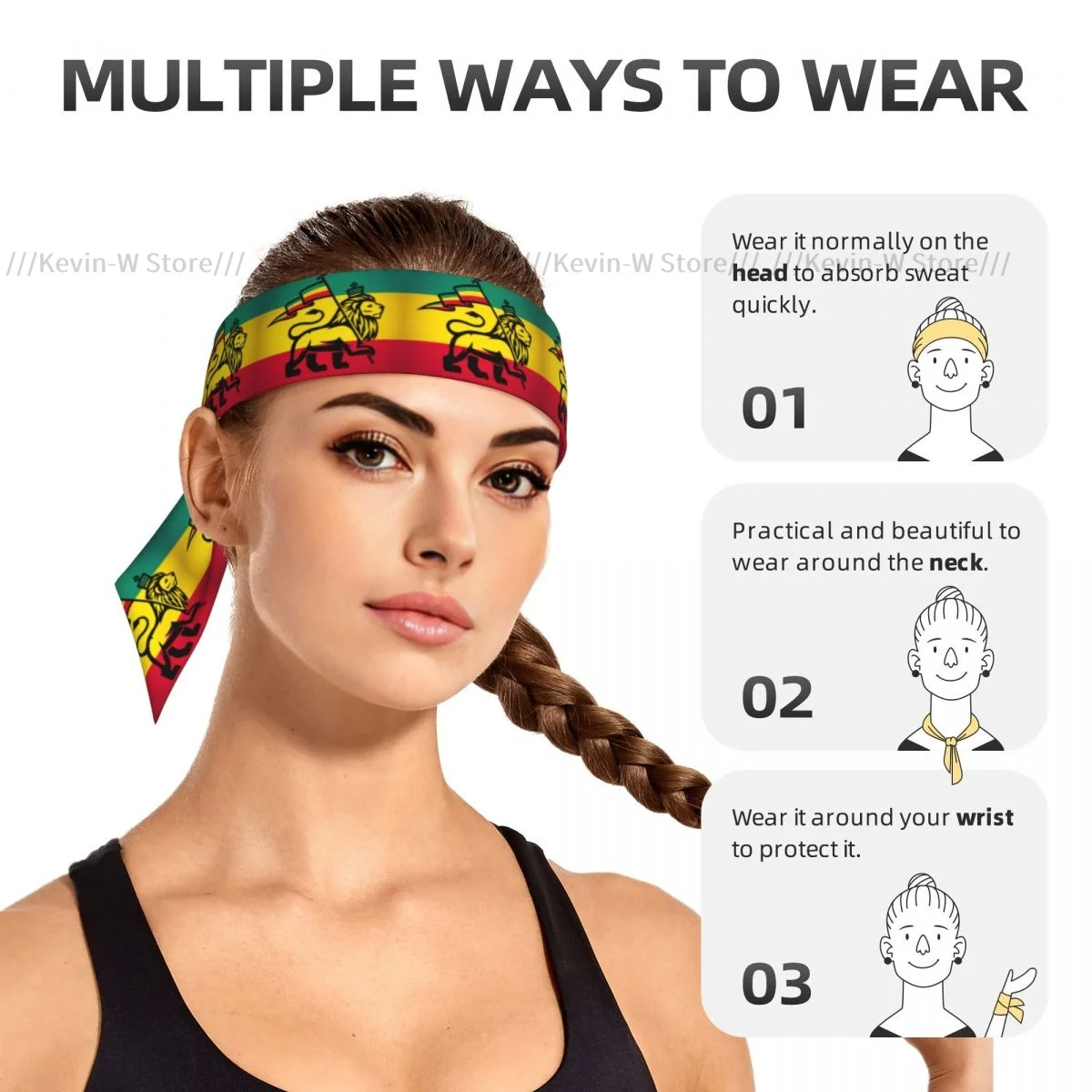 Sweatband Bandanas Lion A Rastafari Flag Jungle Reggae Hairband Head Tie Sports Headband Hair Accessories