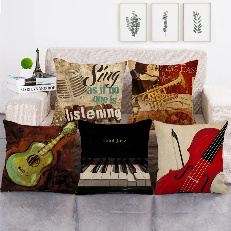 

Music Note Pillow Case Piano Violin Decorative Pillowcase for Pillow Cushions for Elegant Sofa Bed Chair Throw Pillow Cover