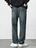 Autumn Winter Retro Blue Jeans Men Cotton Straight Pants Elastic Waist Thick Casual Trousers Male Large Size 4XL Brand Clothing 3