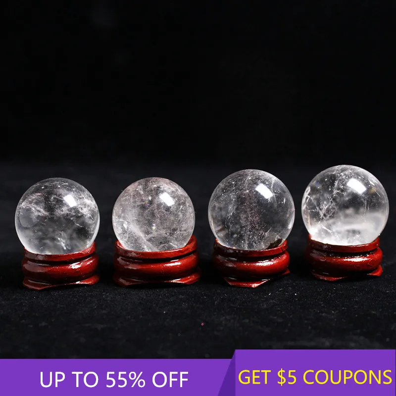 

40mm Natural White Clear Quartz Crystal Sphere Healing Rock Stone Energy Gemstone Ball W/ Stand Home Decorative Ornaments Gift